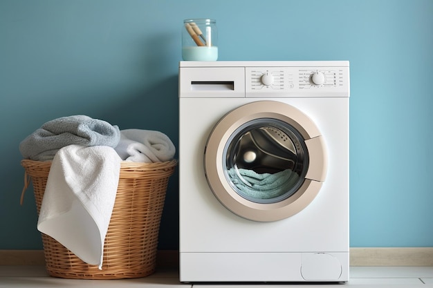 A Modern Washing Machine and Stylish Laundry Basket Generative BY Ai