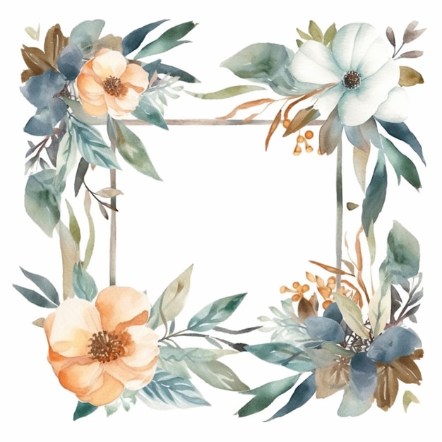 Modern Watercolor Border with Geometric Shapes