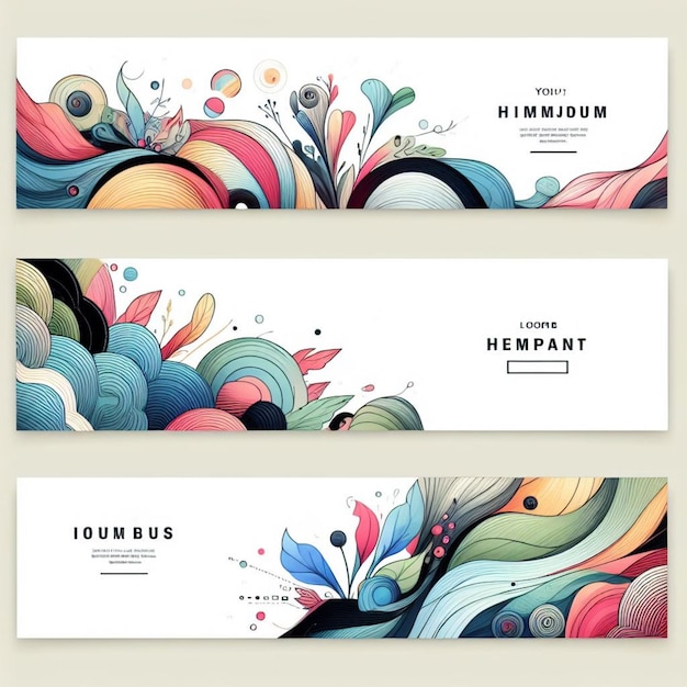 Modern watercolor colorful headers set template design