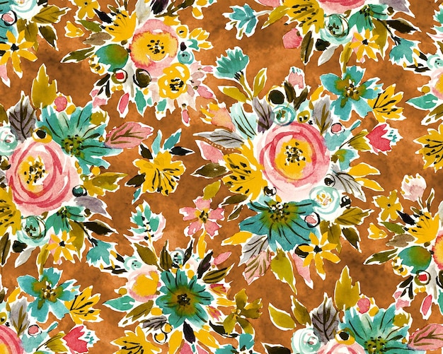 現代の水彩画の花の背景パターン