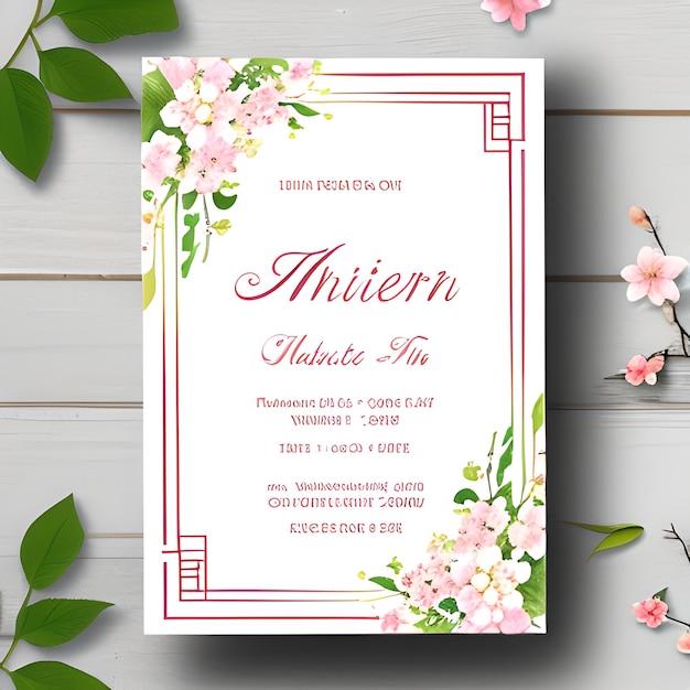 Modern wedding invitation card Generative Ai