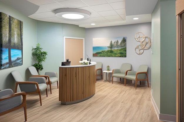 Modern and welcoming office with waiting room and equipped doctor's office generative IA