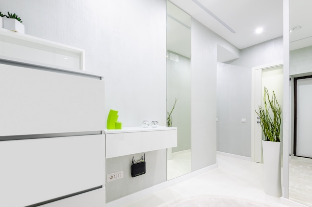 Modern white apartment hallway