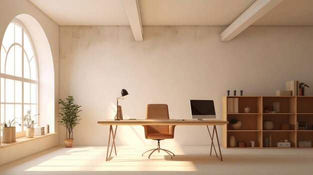 Modern white and blue open space office interior