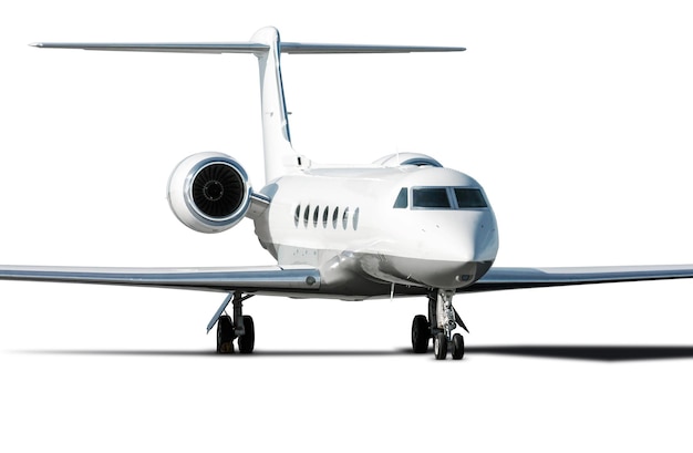 Modern white corporate business jet isolated on a white background