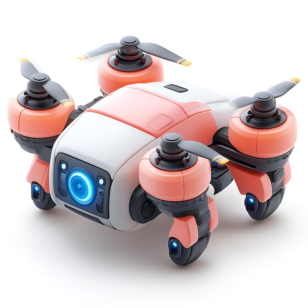 Modern White Drone with Camera Isolated on White