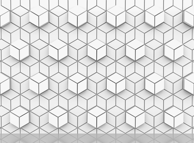 Photo modern white hexagonal in cube shape pattern wall background.