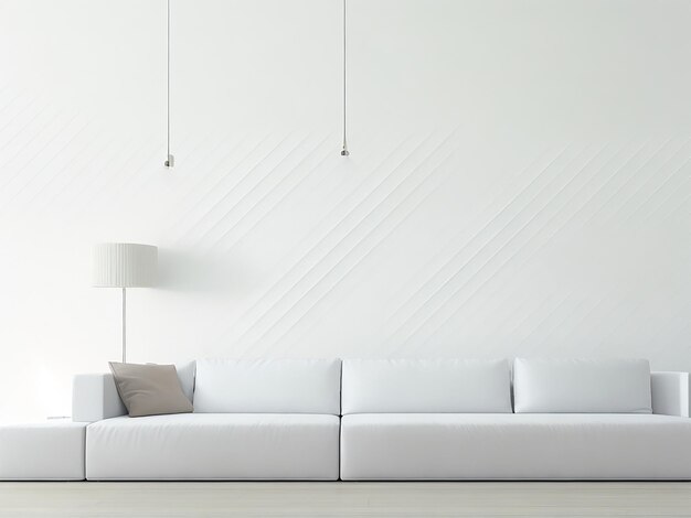 Modern white living room interior 3d rendering imageA blank wall with pure white