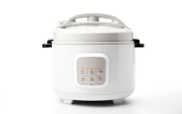 Modern White Rice Cooker Isolated on White Background