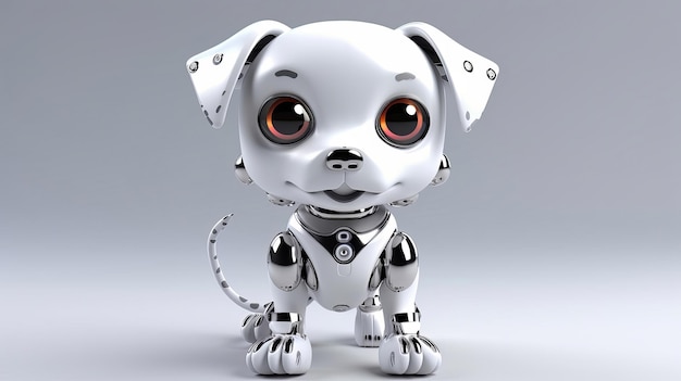 Modern white robot dog on a white background ai generated