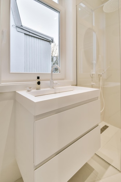 Modern white sink in a stylish