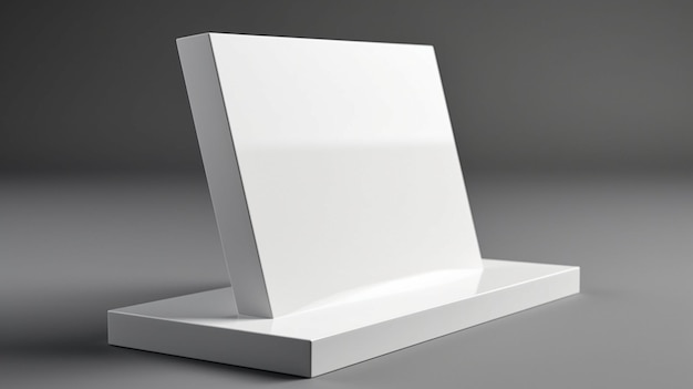 Modern white tabletop sign holder mockup for sleek branding look