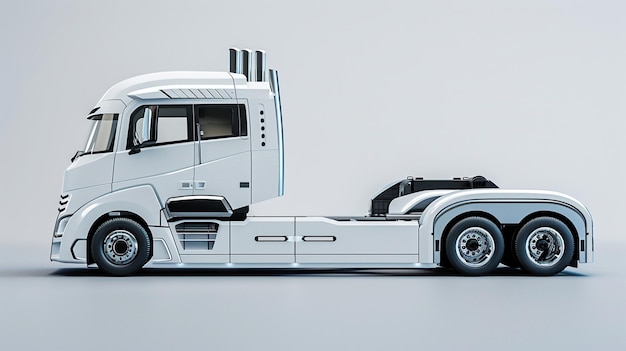 Modern white truck on a gray background 3d rendering mock up