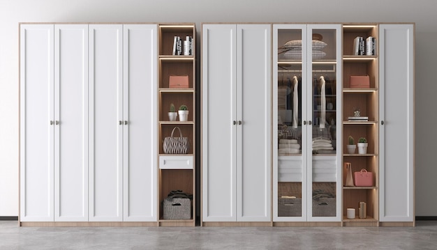 Modern White Wardrobe with Shelves