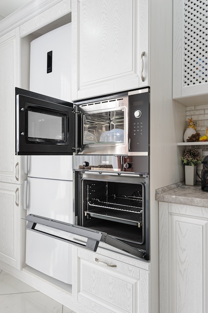 Modern white wooden kitchen interior