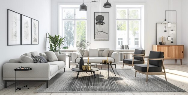 Modern wit minimalistisch interieur Genative Ai