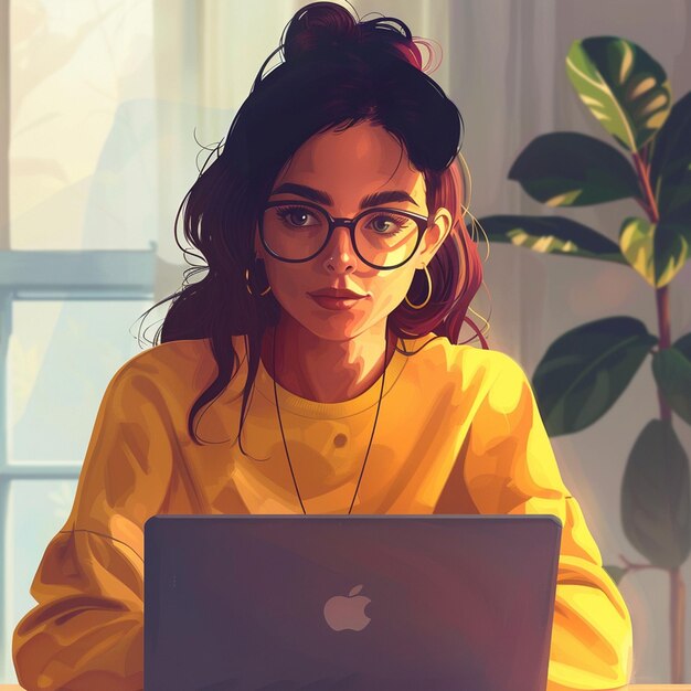 Modern woman using laptop