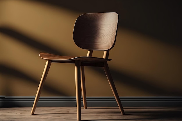 Modern wood chair on brown background