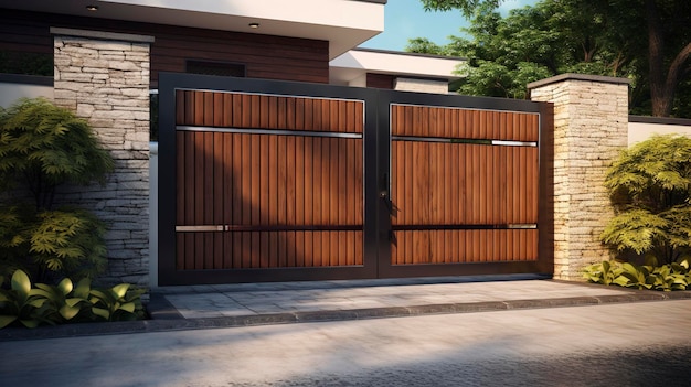 Modern wooden gate design ideas are more elegant and the images are more realistic and not blurry