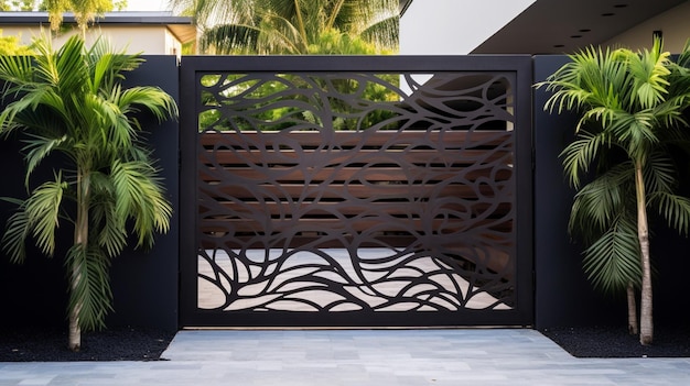 Photo modern wooden gate design