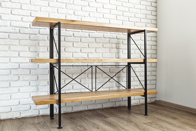 Photo modern wooden rack in the loft interior