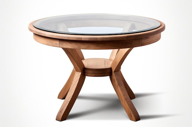 Modern Wooden Table Aesthetics Isolated on a White Background Generative Ai