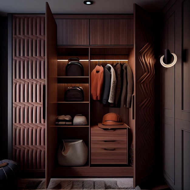 Photo modern wooden wardrobe
