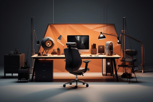 Photo modern workspace sleek and stylish design features generative ai