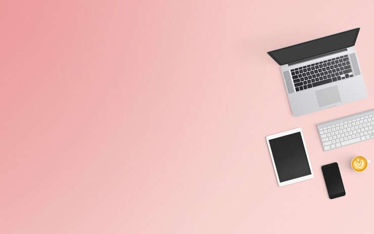Фотография  modern workspace. top view. flat lay style.