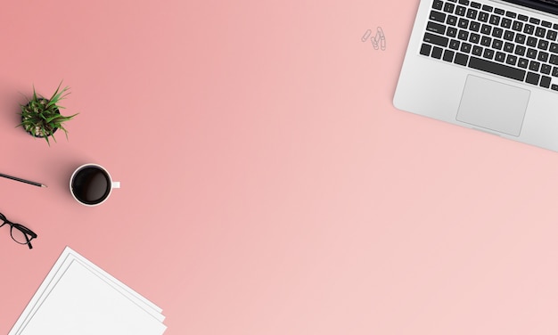 Modern workspace. Top view. Flat lay style.