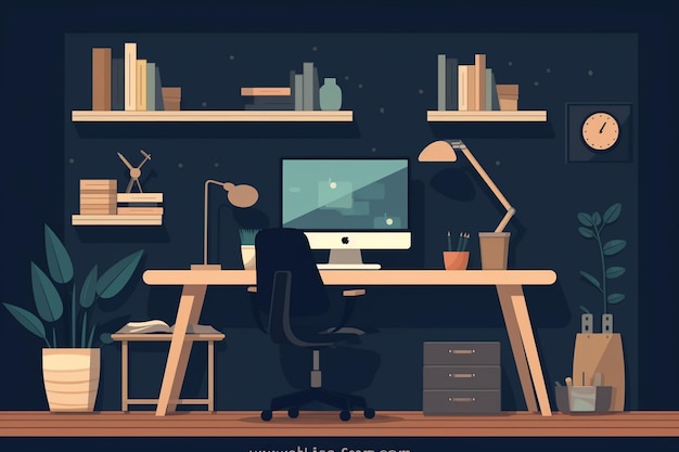 Modern workspace with flat design