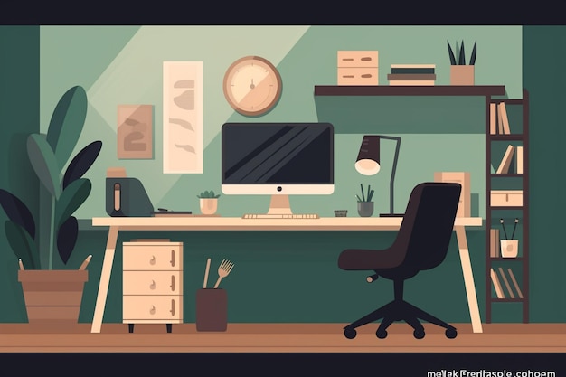 Modern workspace with flat design