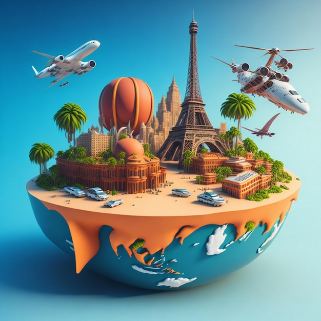 Modern world tourism day composition with flat design ai generative