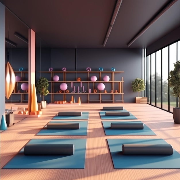 Modern yoga gym interior