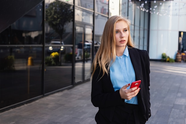 Modern young woman in a big city