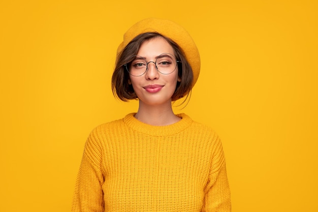 Modern young woman in bright clothes