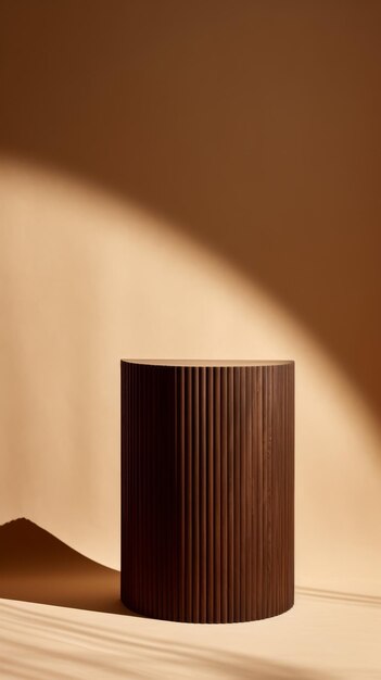 Modern zwart houten podium met textureerde afwerking voor hoogwaardige productstaging