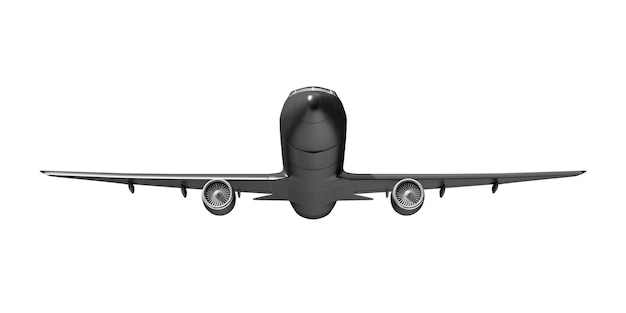 Foto modern zwart vliegtuig dat op witte achtergrond wordt geïsoleerd