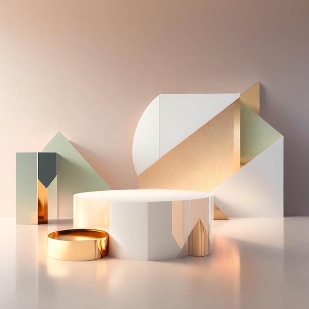 Moderne 3D minimale lege terrazzo tafel toonbank in zonlicht blad schaduw op crème witte muur ba