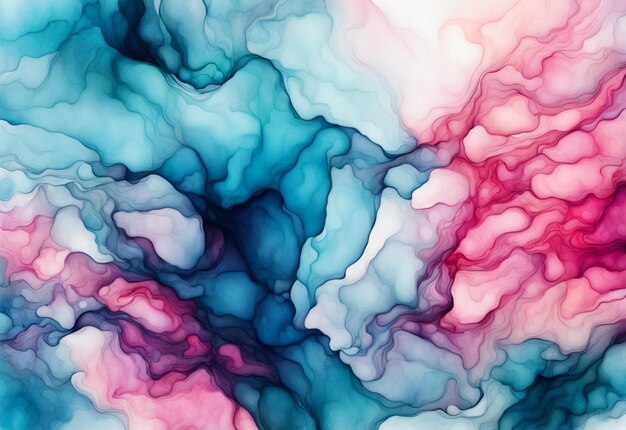 Moderne abstracte achtergrond blauwe en roze alcoholinkt Generatieve AI