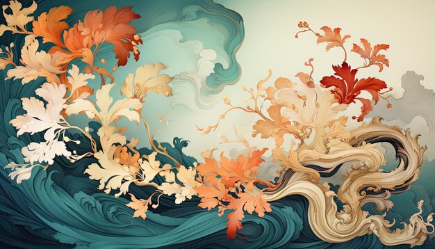 Moderne abstracte bloemenpatroon achtergrond Illustratie Generatieve AI