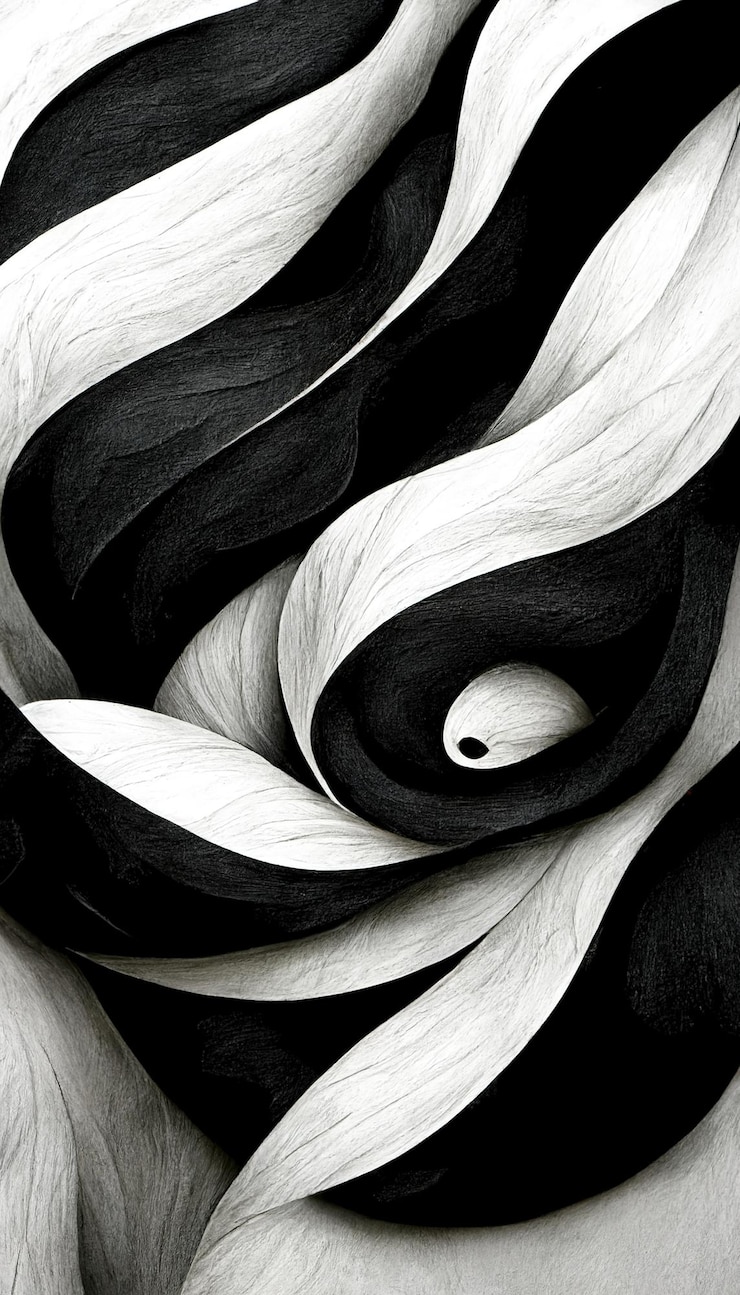 Foto moderne abstracte dynamische vormen zwart-witte achtergrond met korrelige papiertextuur digitale kunst