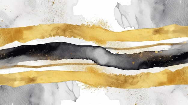 Moderne abstracte grunge goud gestreept patroon vloeibare aquarel achtergrond generatieve AI