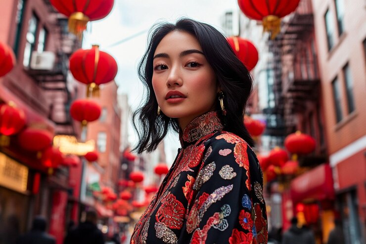 Foto moderne actrice in een traditionele viering