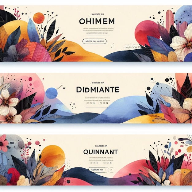 Moderne aquarel kleurrijke headers set sjabloon ontwerp