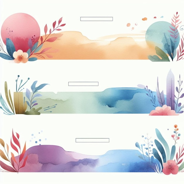 Moderne aquarel kleurrijke headers set sjabloon ontwerp