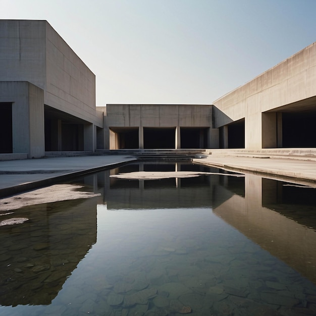 Moderne architectuur van open ruimte gebouw met blauwe lucht achtergrond