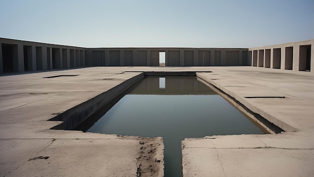 Moderne architectuur van open ruimte gebouw met blauwe lucht achtergrond