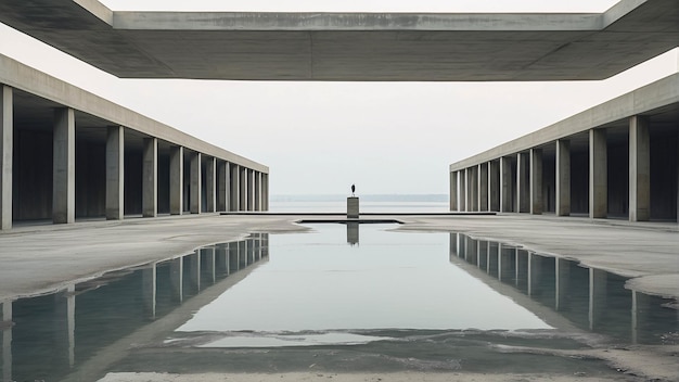 Moderne architectuur van open ruimte gebouw met blauwe lucht achtergrond