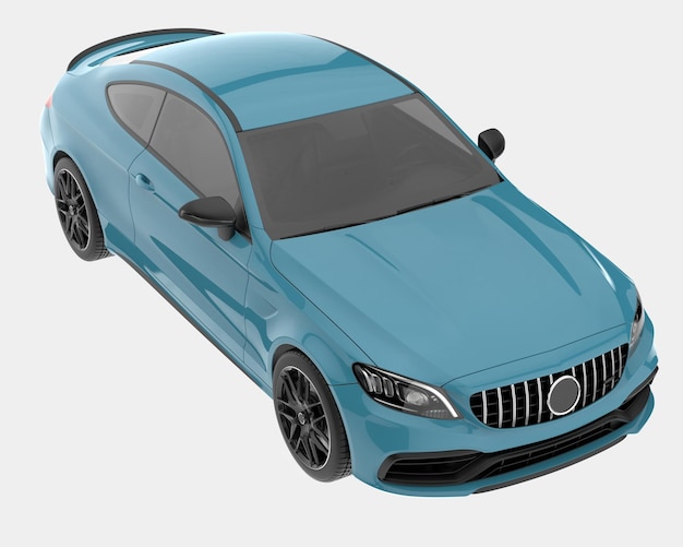 Moderne auto geïsoleerd op achtergrond 3D-rendering illustratie